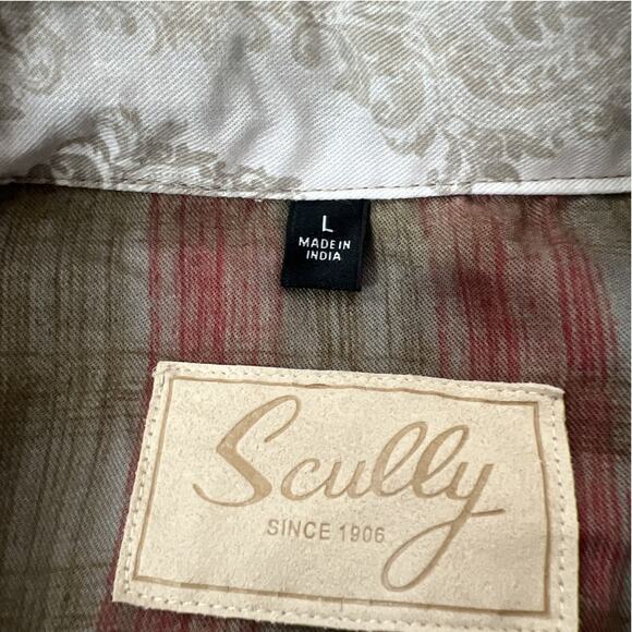 Scully Shirt Mens Large Brown 100% Tencel Long Sleeves Flip Cuff Western Casual - Picture 3 of 9